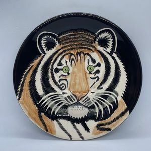 Fitz & Floyd Vintage Tiger Plate, 8-1/2” Diameter. Black, With Tiger Design.